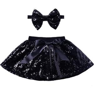 Cilucu Baby Girls Skirts Sparkly Sequin Kids Birthday Party Skirts Girls Princess Mini Skirts (Black, XXL)