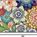 Rnivvi Front Door Mat, 30"x17" Cute Flower Theme Indoor Outdoor Welcome Mat, Heavy Duty Low Profile Anti-Slip Entryway Rug for Home Entrance, Floor, Patio Entry, Mud Room, Mandala Floral