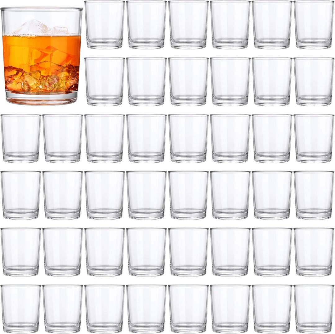 Gerrii 48 Pcs Clear Plastic Tumblers Drinking Cups Reusable Unbreakable Juice Acrylic Glasses Dishwasher Safe Plastic Glasses for Adults Picnic Party Kitchen (8 oz,Classic)