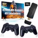 GWALSNTH 42000 Games in 1 Retro Game Stick, Wireless Mini Retro Game Console with 256GB SD Card, Built in 49 Emulators, Two 2.4GHz Bluetooth Wireless Controllers, 1280*720 4K Full HD Output