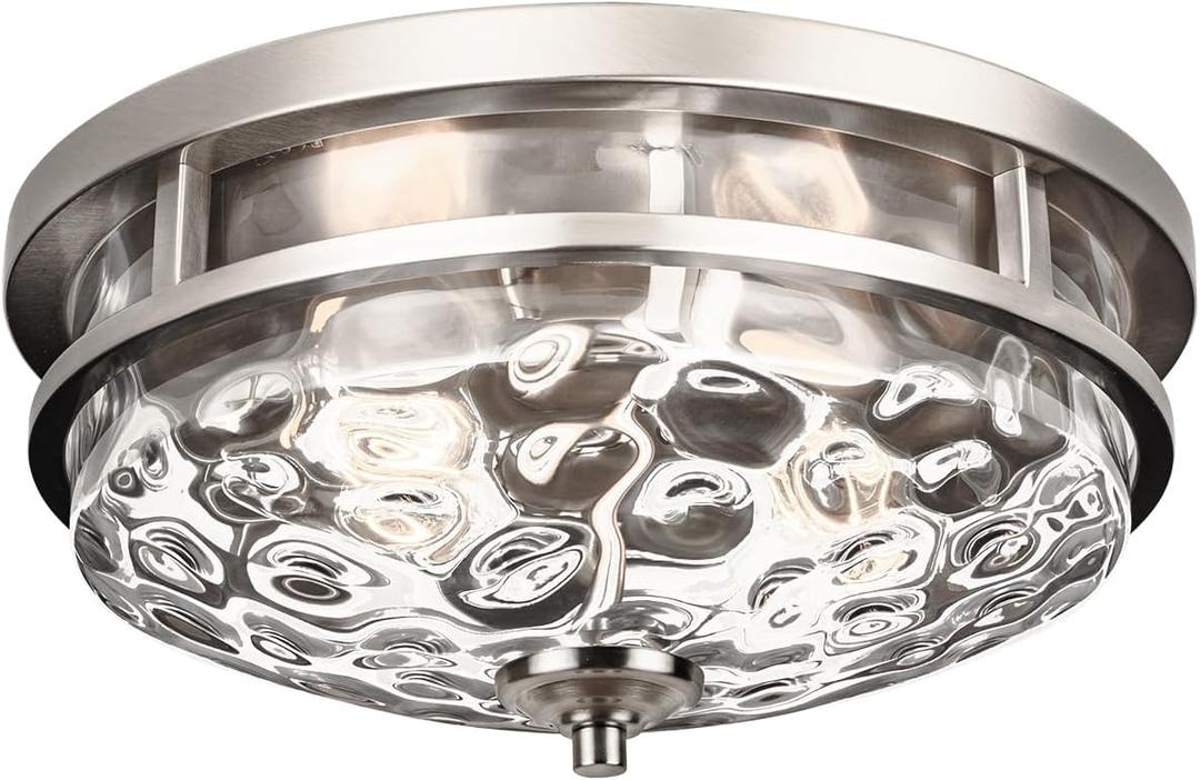 Edwarmlux Flush Mount Ceiling Lights, 2-Light Farmhouse Close to Ceiling Light, Industrial Ceiling Lighting Fixture for Kitchen Hallway Bedroom Living Room Stairways Porch (Brushed Nickel)