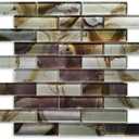Varied Gold Purple Gemstone Glass Mosaic Tiles for Shower Tile, Interlocking Wall Tiles for Kitchen Backsplash, Bathroom Backsplash, Fireplace (Pack of 5 Sheets)