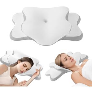 Cervical Neck Pillow for Sleeping | Ergonomic Pillow for Sleep Apnea, Neck Pain, and Snoring Relief | Contour Memory Foam with Ergonomic Support, White