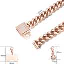 Rose Gold Chain Dog Collar 10MM/14MM Cuban Link Dog Collar Chew Proof Stainless Steel Chain Collar for Small Medium Large Dogs 10-26Inch(14mm,22inch)