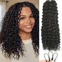 Crochet Hair Extensions Pre Separated Pre Looped 100% Human Hair, Water Wave 18 Inch 120g, 100 Strands Natural Black 1B# (SR03/18P2)