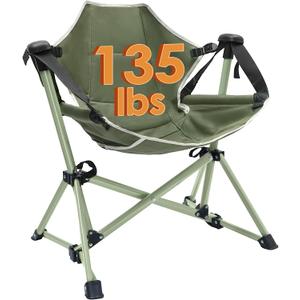 Kids Hammock Chair, Adjustable Kids Camping Chair, Folding Chair with Stand, Portable Hammock Chair for Camping, Travelling and Patio, Green, Supports 135 LBS