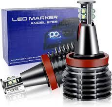 APMAT H8 LED Angel Eyes Halo Bulb Light Compatible For BMW E60 E61 E63 E64 E70 E90 E92 E70 E71 E82 E87 E89 1 3 5 Series X5/6 Z4/7 6000K Xenon Lamp 120W White