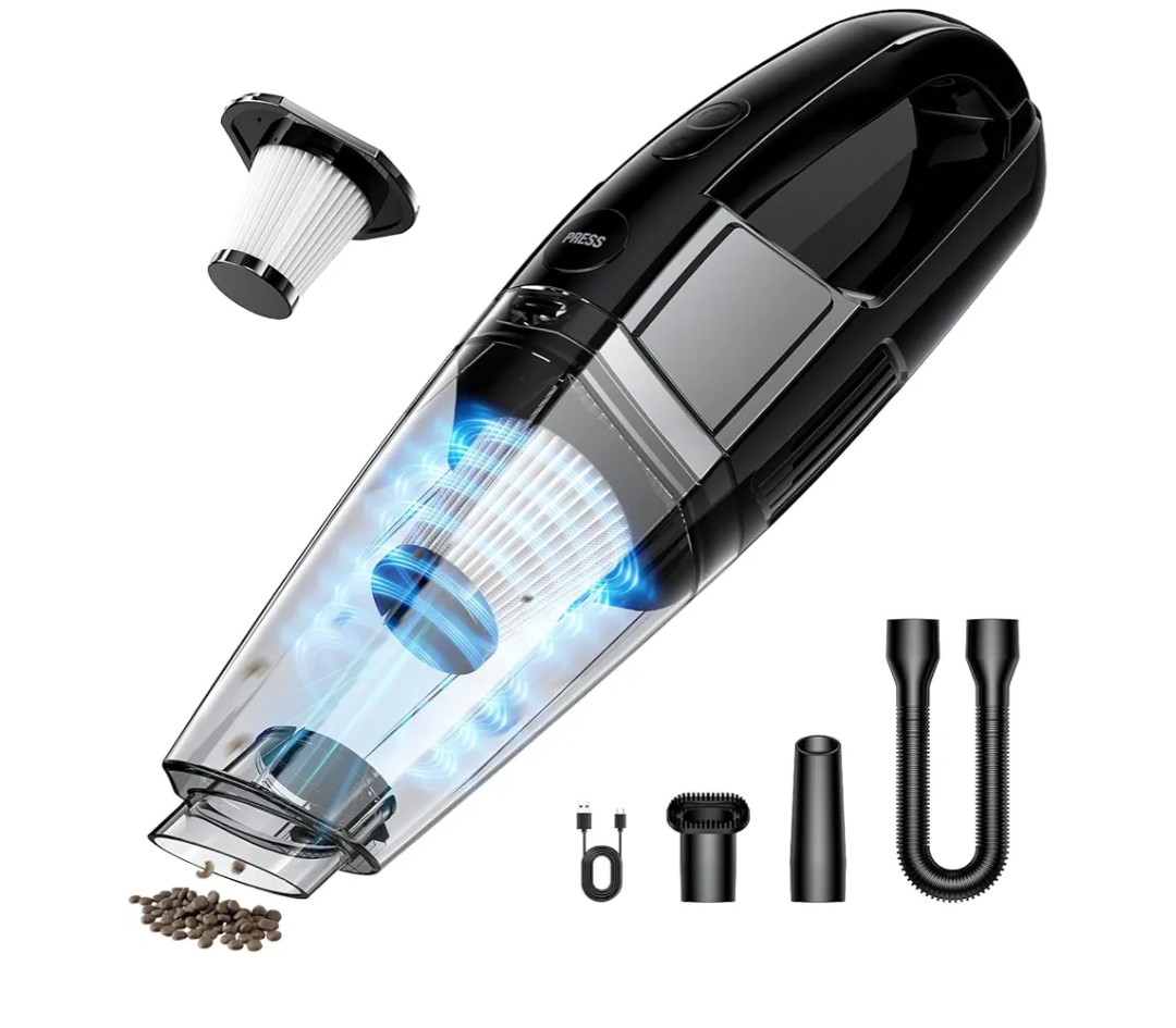Handheld Vacuum Cordless | Car Vacuum Portable Cordless 650mL Washable Dustbin | 25-Min Runtime Rechargeable Hand Held Vacuum 8000Pa Powerful Suction