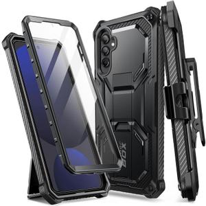 i-Blason Armorbox for Samsung Galaxy S24 FE Case with Stand & Belt-Clip [Built-in Screen Protector] [Military Protection] Full-Body Rugged Bumper Shockproof Phone Case with Kickstand (Black)