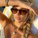 Rmerom Retro Small Oval Sunglasses for Women Men 2026 Trendy Chic Cat Eye Narrow Sun Glasses Vacation Outfits Fashion Sunnies