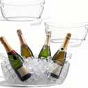 2 Pcs Ice Bucket for Parties, 5L Clear Acrylic Beverage Tub with Scoops, Wine Buckets for Mimosa Cocktail Bar Parties Supplies, Ice Drink Buckets for Champagne Beer Sparkling Wine Cocktails