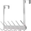 YUMORE Over The Door Hooks, SUS304 Stainless Steel Heavy Duty Door Hanger for Coats Robes Hats Clothes Towels, Hanging Towel Rack Organizer, Easy Install Space Saving Bathroom Hooks, Brushed Finish