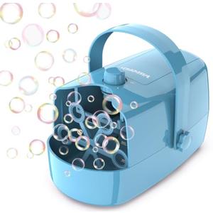 Wisdomlit Bubble Machine, 3-in-1 Bubble Maker, Bubble Blower with 3 Bubble Wheels, Make Small | Medium | Big Bubbles for Kids Toddlers, Bubble Toys for Indoor Outdoor Birthday Party (Blue)