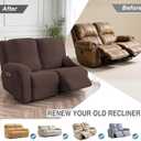 Gennia Waterproof Recliner Loveseat Cover,Stretch Reclining Sofa Covers with Pockets,Washable Lazy Boy Recliner Slipcovers,Leakproof Couch Protector for Kids, Pets, Dog and Cat (2 Seat, Chocolate)