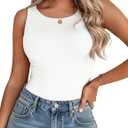 Zeagoo Womens Double Lined Crew Neck Tank Tops Cute Summer Sleeveless Workout Tops Basic Going Out Clothes 2026 (Large, 1-white)
