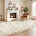 4x8 Rug for Bedroom,Wide Runner Rug for Hallway, Non Slip Washable Runner Rug for Living Room, Low Pile Soft Entryway Kitchen Rug, Modern Home Decor Mat for Dining Room(4'x8', Beige/Ivory)