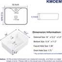 Vessel Sink 16"x12" Bathroom Rectangular Sink White with Faucet Hole, 15.9"x12"