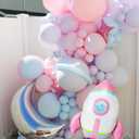 6 Pack Pink Rocket Balloons - Space Theme Party Decorations, Aluminum Foil Balloons for Birthday, Baby Shower, NASA Events