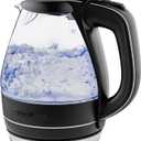 OVENTE Electric Kettle, 1.5L Borosilicate Glass Countertop Water Heater and Boiler for Coffee or Tea, BPA-Free, Auto Shut-Off, Boil-Dry Protection, Removable and Washable Spout Filter, Black KG83B