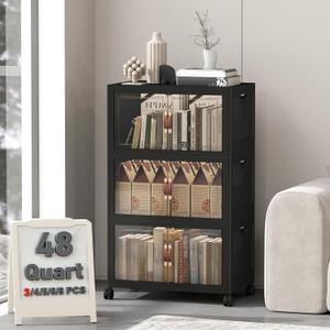 UAMFURI 144QT Lockable Plastic Storage Bins, 3 Pack Collapsible Cabinets