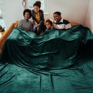 Bedsure GentleSoft Oversized King Big Blanket 120"x120" - Extra Large Soft Fleece Blankets for Bed, Sofa, Couch, Travel, Camping, Party, Giant Huge Throws, 10'x10', Dark Green