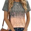 Cicy Bell Womens Summer Floral T-Shirts Casual Short Sleeve Tops Basic Tees (Gray)