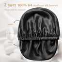 YFONG Double Layered 100% Silk Bonnet for Sleeping Women, 22 Momme Pure Mulberry Silk Sleep Cap with Adjustable Elastic Band Stay On Head，Reduce Frizz, Keep Hairstyle, Soft & Breathable, PlumPurple, M