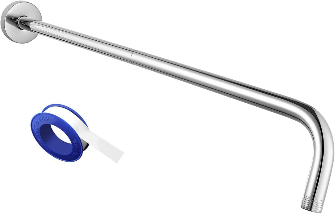 Voolan Shower Arm with Flange and Teflon Tape, Extension Shower Head Arm for Bathroom Fixed Shower Head, Solid Stainless Steel, Wall Mounted (24 Inch, Chrome)