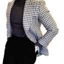 Mens Houndstooth Blazer Suit Slim Fit for Wedding Prom Party (Black, XXXL)