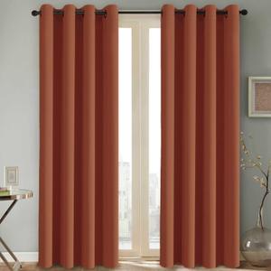 H.VERSAILTEX Thermal Insulated Blackout Window Panels Microfiber Formaldehyde-Free Kids Curtains for Holiday Season Home Decoration, Grommet Top, 52 by 96 - Inch - Orange - Set of 2