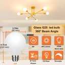 Vinaco Milky Frosted Glass G25 Globe Light Bulbs 60 watt Equivalent, 6 Pack Dimmable Led Light Bulbs Warm White 2700K, 450LM Long Lifespan, G 25 Bulb E26 Base for Bathroom Makeup Mirror, Vintage Lamp