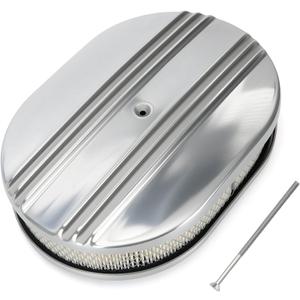 Universal 12'' Oval Half Finned Air Cleaner, with Mounting bolt Silver Aluminum Alloy Oval Polished Full Finned