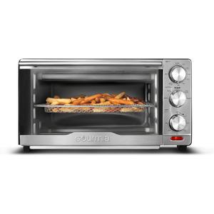 Gourmia GTF7350 6-in-1 Multi-function, Stainless Steel Air Fryer Oven - 6 Cooking Functions - Fry Basket, Oven Rack, Baking Pan & Crumb Tray, Included + Recipe Book (Silver)