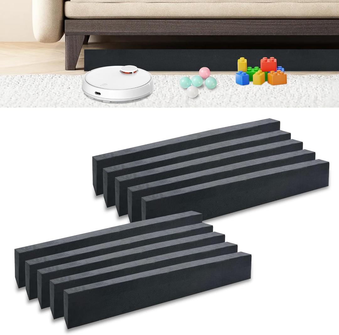 10 PCS Under Couch Blocker, 17" L x 2.4" H Sponge Under Furniture Blocker with Strong Adhesive, Stop from Getting Under Sofa Couch Bed for Pets Toys Easy to Install