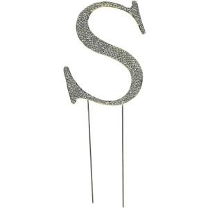 Collection Crystal Rhinestone Wedding Cake Topper, Large, Letter S, Gold