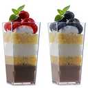 Zappy Tall Square Mini Dessert Cups - Plastic Tasting Shot Glasses, 3oz Each (100 Count)