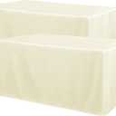 Obstal 2 Pack Table Clothes for 6 Foot Rectangle Tables - Water Resistant Washable Fabric Polyester Rectangle Table Cover Protector for Wedding, Banquet and Trade Shows, 72L x 30W x 30H Inches, Cream