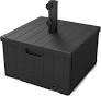 Helios&Hestia 3-in-1 Plastic Patio Umbrella Base Stand Weight with Wheels 176lbs with Sand Filled, Can be Used as Outdoor Coffee End Table, Flower Planter Box, Fits 7 to 11ft Market Umbrellas, Black