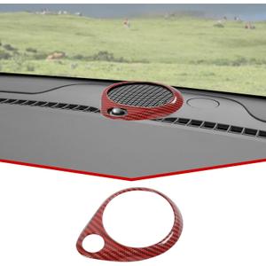 JeCar Dashboard Speaker Trim Cover ABS Interior Decoration Accessories Compatible with Jeep Grand Cherokee 2011-2020, for Dodge Durango 2011-2023, Red with Carbon Fiber Finish