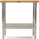 John Boos Maple Wood Top Work Table, 36x24x36 1.5 Thick Tabletop, 68-lb Kitchen Station with Wooden Edge-Grain Table & Steel Base, & Adjustable Shelf