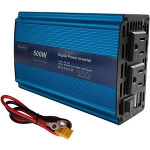 HearGrow 500W Pure Sine Wave Inverter Digital Power Inverter DC 12V to AC 110V, Peak Power1000W, with 2.4A Dual USB+2AC Ports Car Charger Adapter and Cigarette Lighter Plug for RV, Vehicles