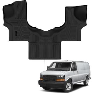 Auxko All Weather Floor Mats for 2015-2026 Chevrolet Express & GMC Savana 1500/2500/3500/4500 TPE Rubber Liners Accessory for Chevrolet Express/GMC Savana 2015-2026 Odorless Anti-Slip Mats Black