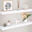 Ballucci Modern Floating Shelves 24", Set of 2 Wood Wall Mount Ledges for Nursery, Living Room, Bathroom, Kitchen, Office, White