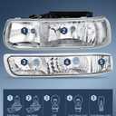 Nilight Headlight Assembly for 1999 2000 2001 2002 Chevy Silverado 1500 1500HD 2500 2500HD 3500 Chevrolet Tahoe Suburban Replacement Headlamp Housing Bumper Lights Set