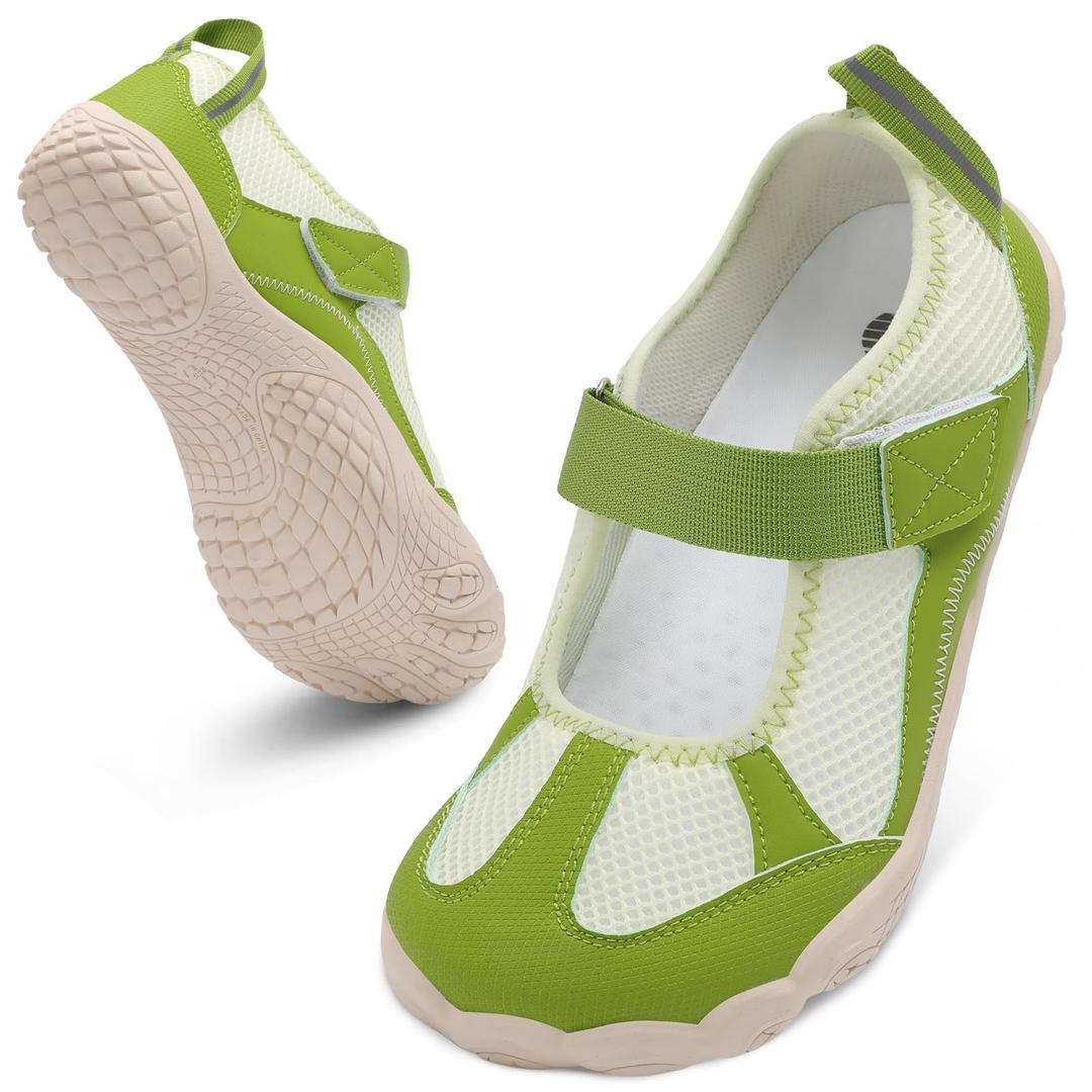 BARERUN Watershoes for Womens Barefoot Hiking Swim River Shoes Lake Pool Sandals Beach Quick Dry for Hiking Surfing Kayaking Sport Accessories Camping Must Haves Green Size 10.5 Wide