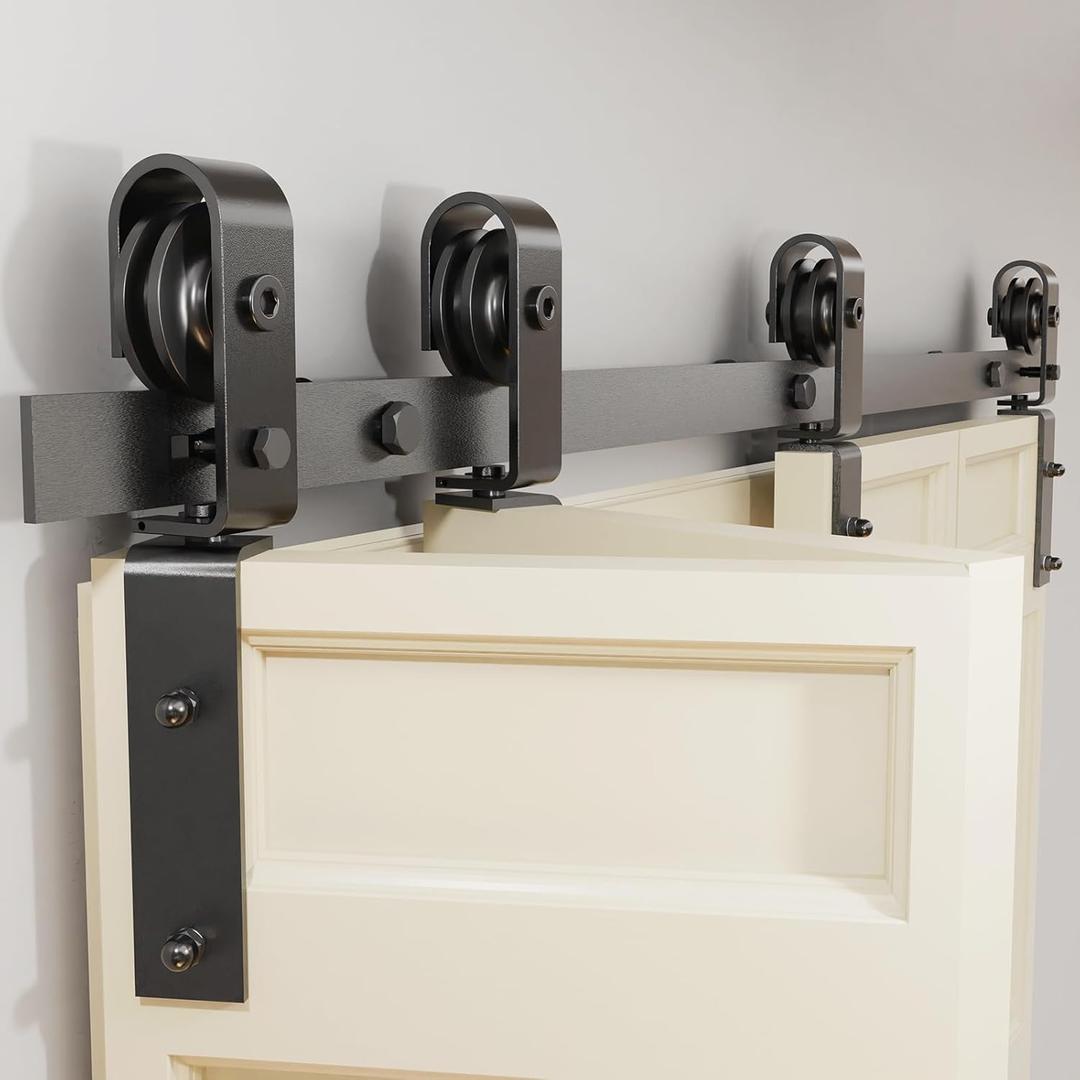 52" Bifold Sliding Barn Door Hardware Track Kit, Heavy Duty Top Mount, Smooth and Quiet Sliding Space-Saving Bifold Door Track Hardware, Fit Four 12" Bi-Folding Doors (No Door)