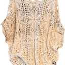 MakeMeChic Women's Plus Size Crochet Tops Floral Dolman Sleeve Summer Spring Top (X-Large Plus)