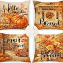 Benjia Outdoor Fall Throw Pillow Covers 18x18 Set of 3, Decorative Waterproof Oxford Colorful Autumn 18 x 18 inch Holiday Cushion Cases Home Outside Porch Decor Decoration (Style 04)