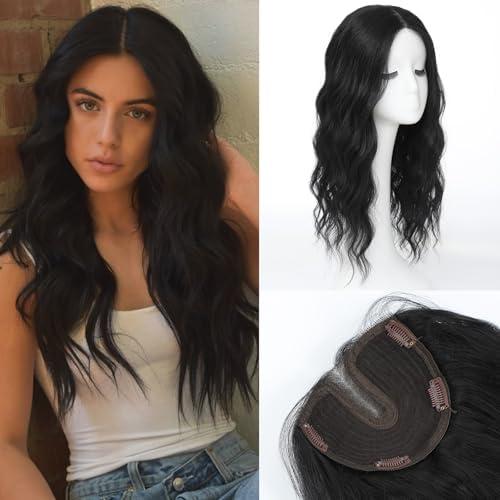 forfeels Synthetic Hair Toppers For Women Curly 20 Inches Natural Black Color 360°Coverage Synthetic Topper For Women Slightly Loosing And Thinning Hair To Add Volume