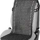 VaygWay Beaded Seat Cushion Car Driver Seat Cover with Durable & Double Strung Natural Wood Beads- Cooling Comfort Ventilated Massaging Support Cushion for Cars, Trucks & Office Chairs- Black (Black Style 2)